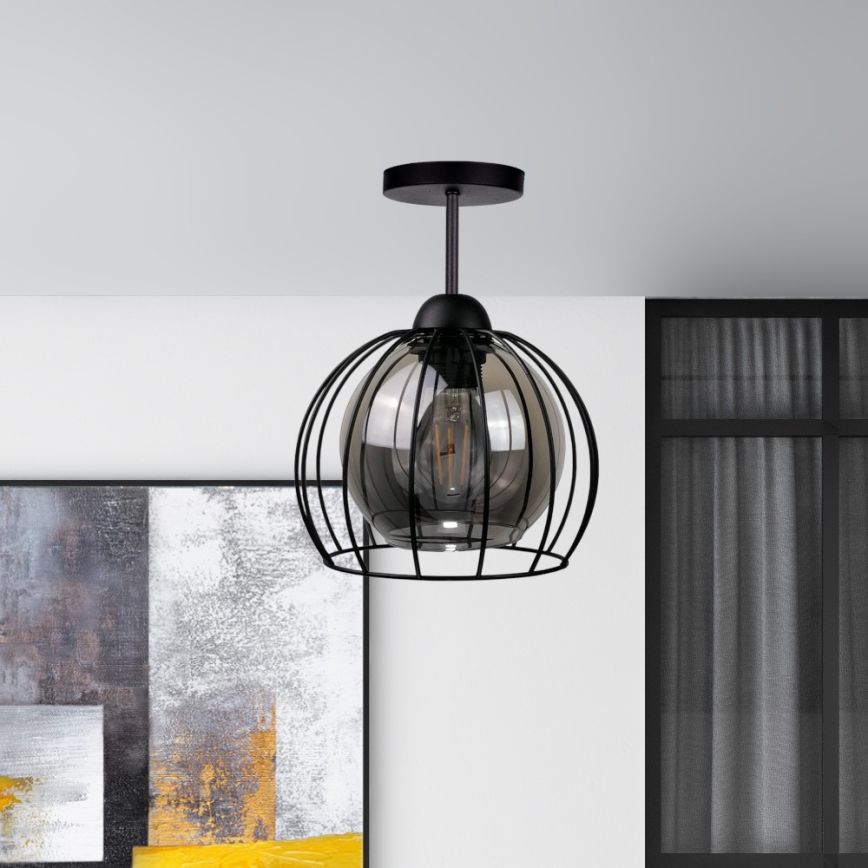 Candeeiro integrado SOLO BLACK 1xE27/60W/230V preto/fumado