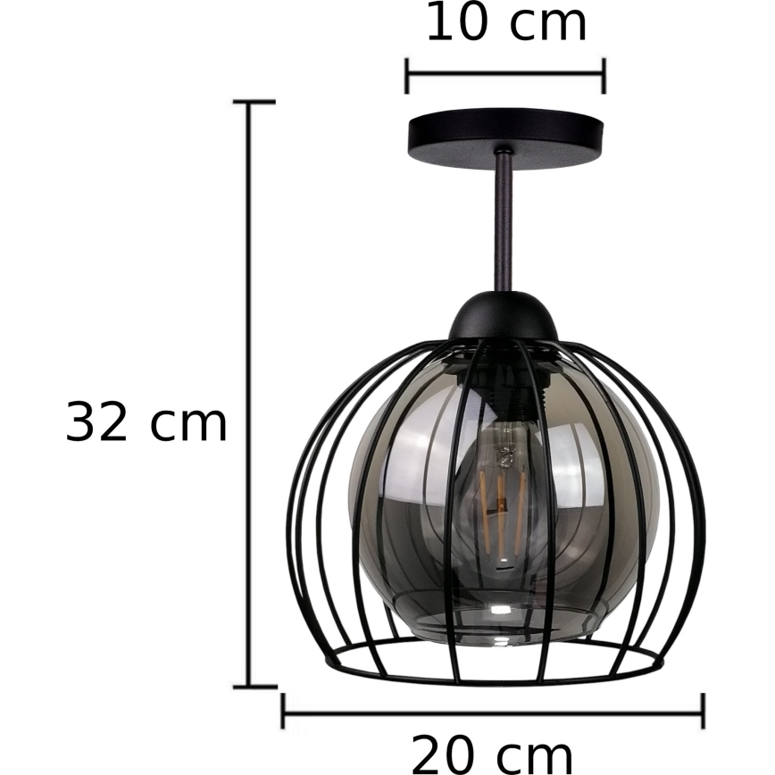 Candeeiro integrado SOLO BLACK 1xE27/60W/230V preto/fumado