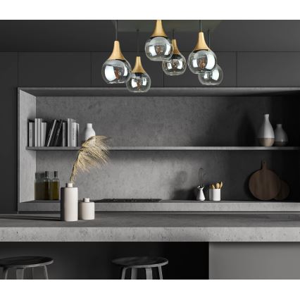 Candeeiro integrado SOMA 6xE27/60W/230V preto/dourado/fumado preto