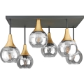 Candeeiro integrado SOMA 6xE27/60W/230V preto/dourado/transparente