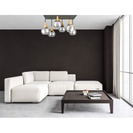 Candeeiro integrado SOMA 6xE27/60W/230V preto/dourado/transparente
