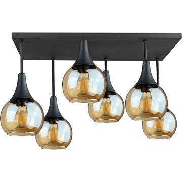 Candeeiro integrado SOMA 6xE27/60W/230V preto/fumado bege