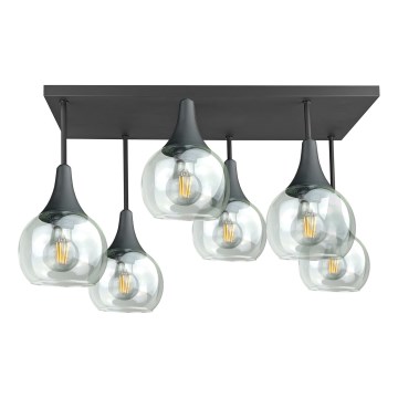 Candeeiro integrado SOMA 6xE27/60W/230V preto/transparente