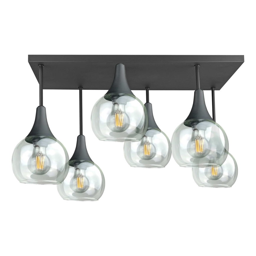Candeeiro integrado SOMA 6xE27/60W/230V preto/transparente