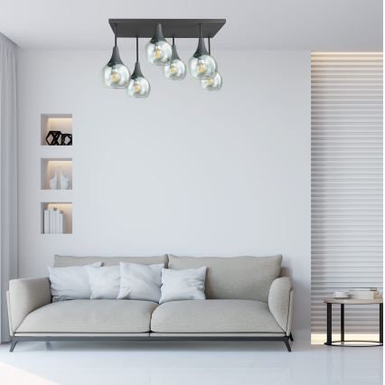 Candeeiro integrado SOMA 6xE27/60W/230V preto/transparente