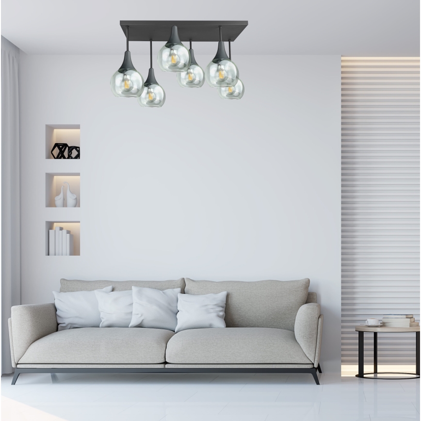 Candeeiro integrado SOMA 6xE27/60W/230V preto/transparente