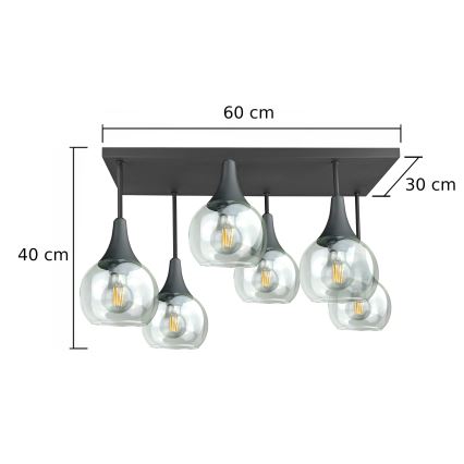 Candeeiro integrado SOMA 6xE27/60W/230V preto/transparente