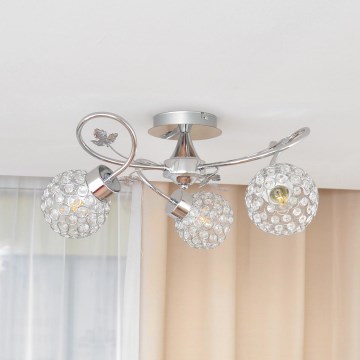 Candeeiro integrado SOPHIA 3xE27/15W/230V cromado brilhante/transparente