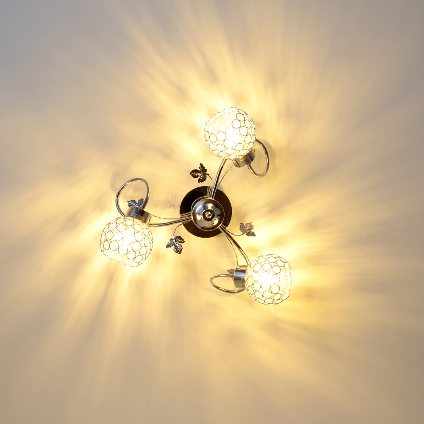 Candeeiro integrado SOPHIA 3xE27/15W/230V cromado brilhante/transparente