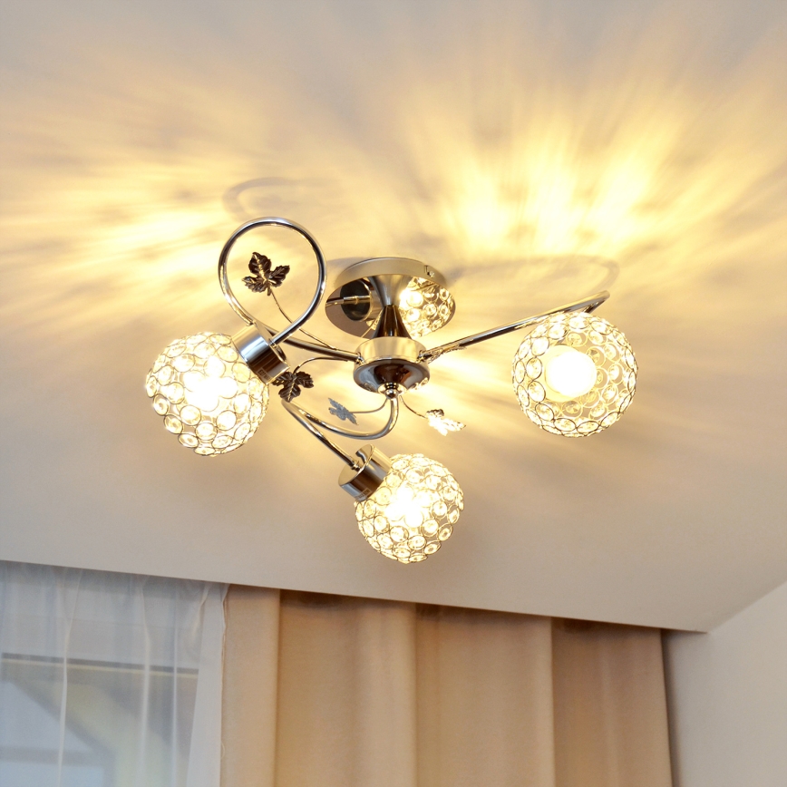 Candeeiro integrado SOPHIA 3xE27/15W/230V cromado brilhante/transparente
