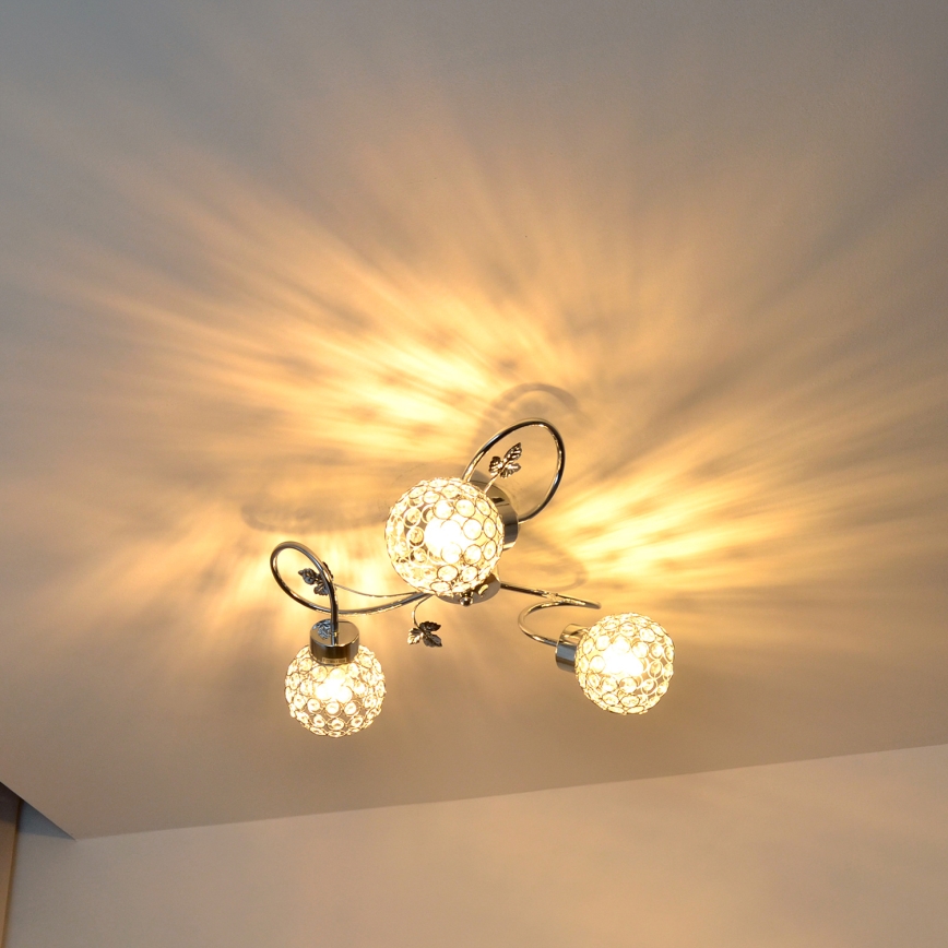 Candeeiro integrado SOPHIA 3xE27/15W/230V cromado brilhante/transparente
