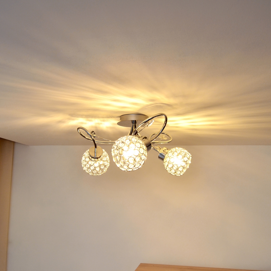 Candeeiro integrado SOPHIA 3xE27/15W/230V cromado brilhante/transparente