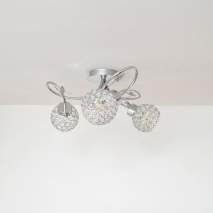 Candeeiro integrado SOPHIA 3xE27/15W/230V cromado brilhante/transparente