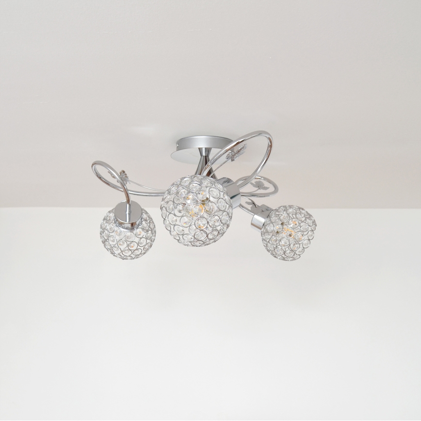 Candeeiro integrado SOPHIA 3xE27/15W/230V cromado brilhante/transparente