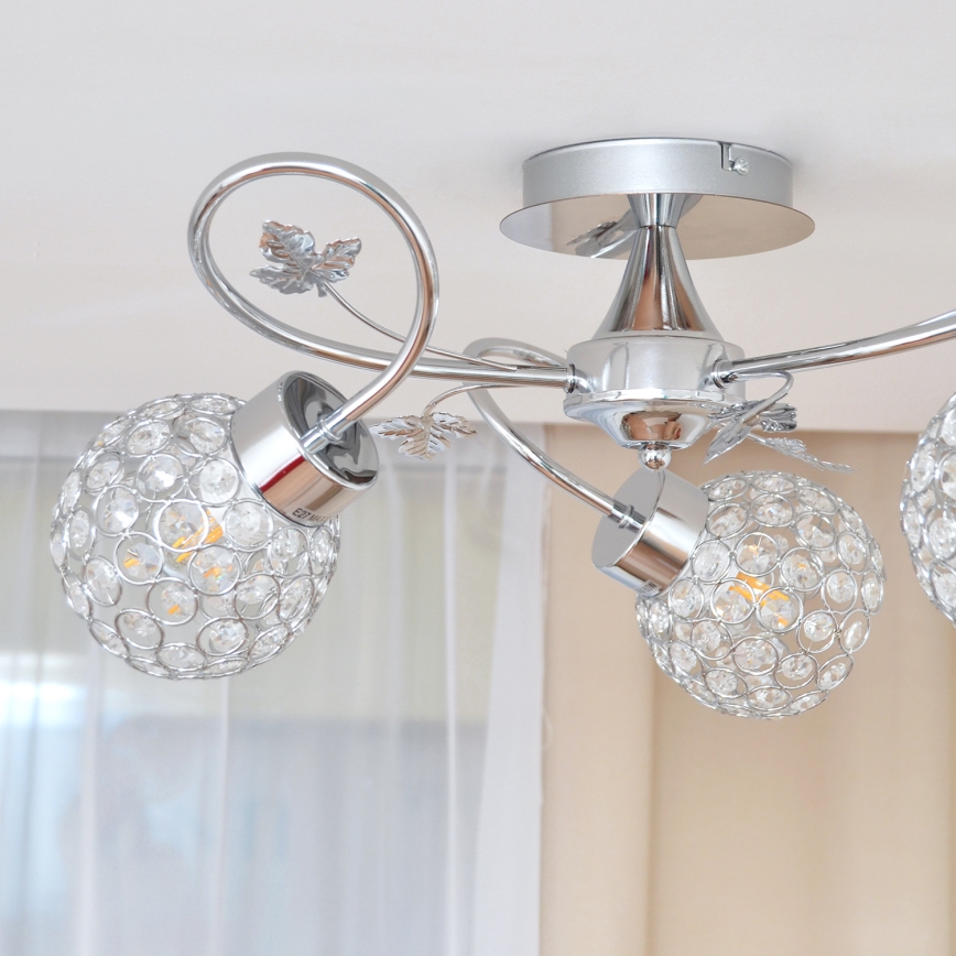 Candeeiro integrado SOPHIA 3xE27/15W/230V cromado brilhante/transparente