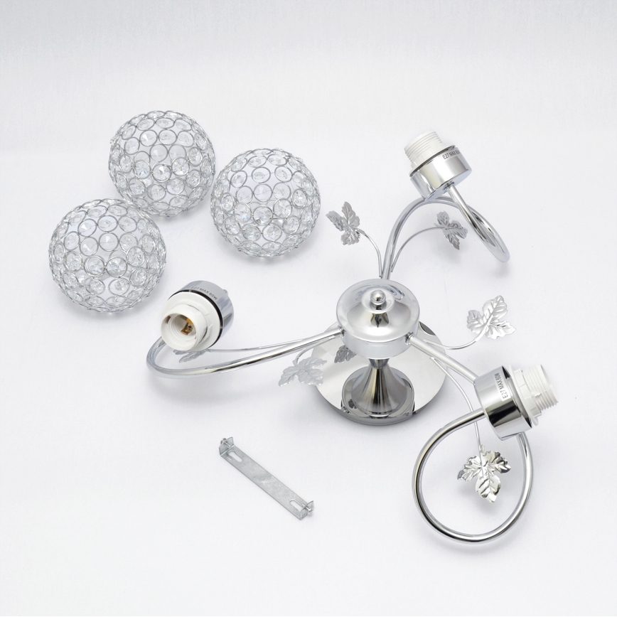 Candeeiro integrado SOPHIA 3xE27/15W/230V cromado brilhante/transparente