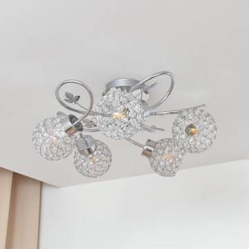 Candeeiro integrado SOPHIA 5xE27/15W/230V cromado brilhante/transparente