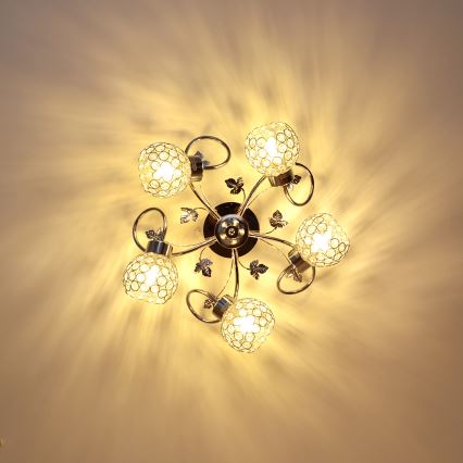 Candeeiro integrado SOPHIA 5xE27/15W/230V cromado brilhante/transparente