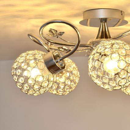 Candeeiro integrado SOPHIA 5xE27/15W/230V cromado brilhante/transparente