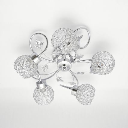 Candeeiro integrado SOPHIA 5xE27/15W/230V cromado brilhante/transparente