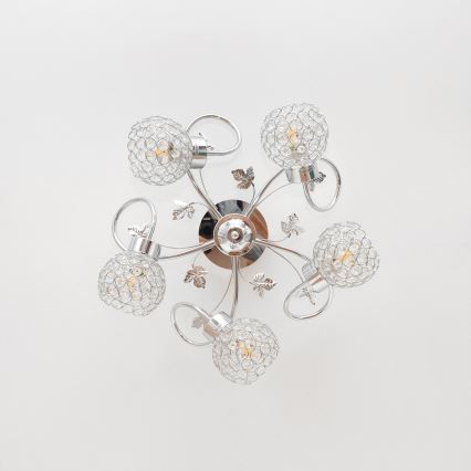 Candeeiro integrado SOPHIA 5xE27/15W/230V cromado brilhante/transparente