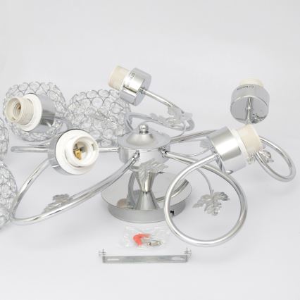 Candeeiro integrado SOPHIA 5xE27/15W/230V cromado brilhante/transparente