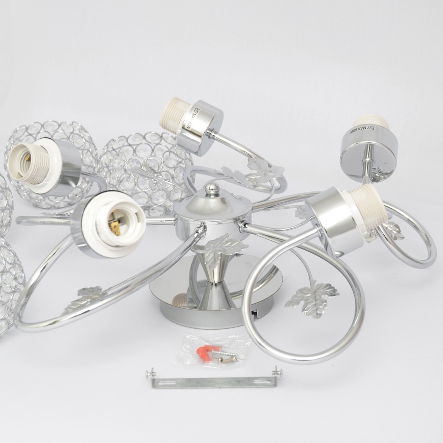 Candeeiro integrado SOPHIA 5xE27/15W/230V cromado brilhante/transparente
