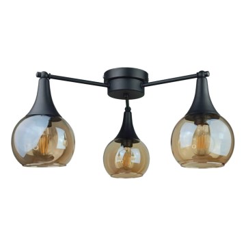 Candeeiro integrado STAR 3xE27/60W/230V preto/fumado bege