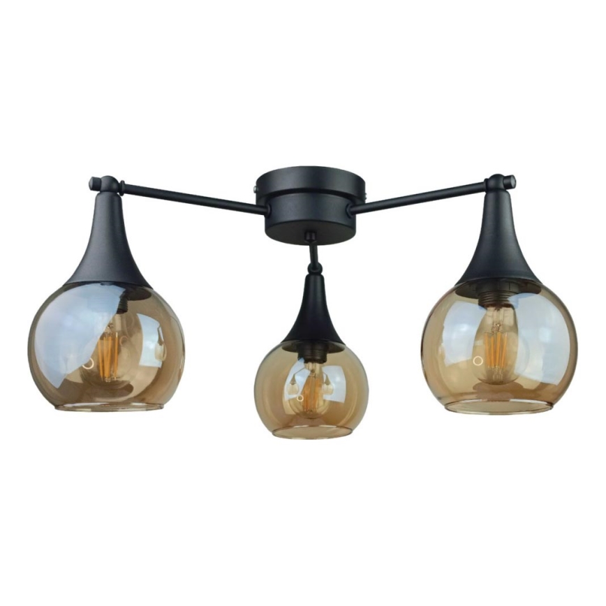 Candeeiro integrado STAR 3xE27/60W/230V preto/fumado bege