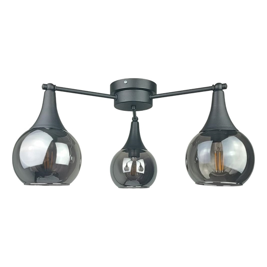 Candeeiro integrado STAR 3xE27/60W/230V preto/fumado preto