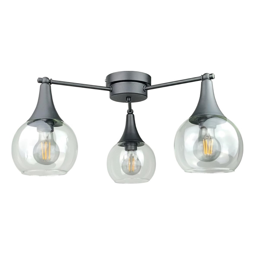 Candeeiro integrado STAR 3xE27/60W/230V preto/transparente