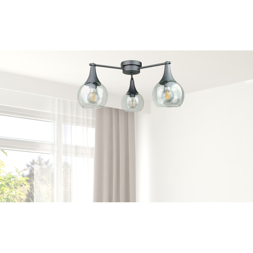 Candeeiro integrado STAR 3xE27/60W/230V preto/transparente