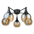 Candeeiro integrado STAR 5xE27/60W/230V preto/fumado bege