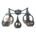 Candeeiro integrado STAR 5xE27/60W/230V preto/fumado preto
