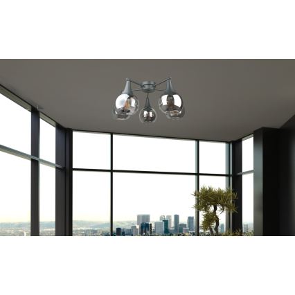 Candeeiro integrado STAR 5xE27/60W/230V preto/fumado preto