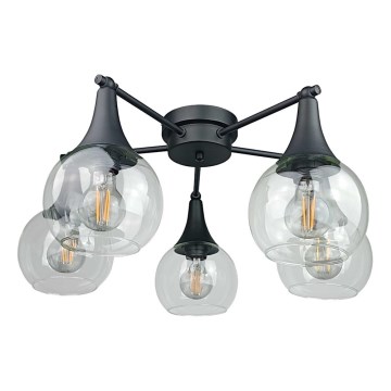 Candeeiro integrado STAR 5xE27/60W/230V preto/transparente