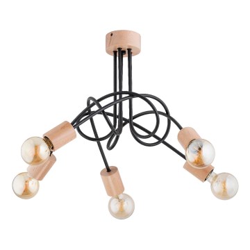 Candeeiro integrado TANGO 5xE27/15W/230V castanho/preto