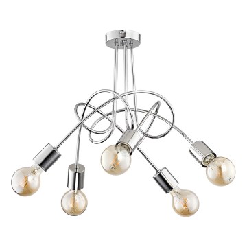 Candeeiro integrado TANGO 5xE27/15W/230V cromado brilhante