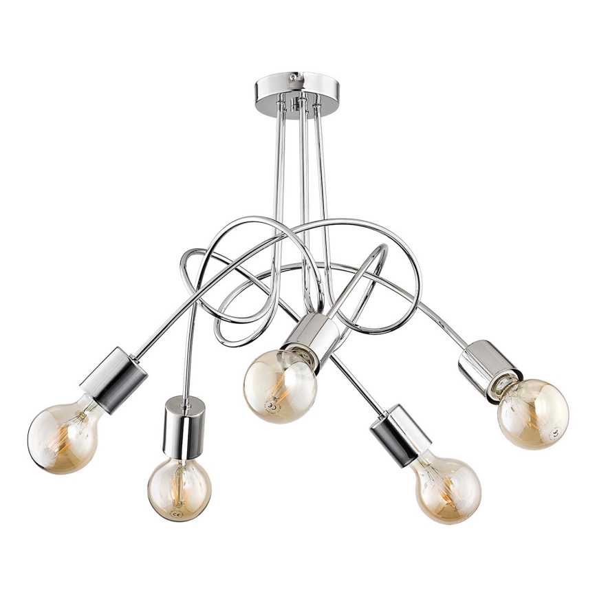 Candeeiro integrado TANGO 5xE27/15W/230V cromado brilhante