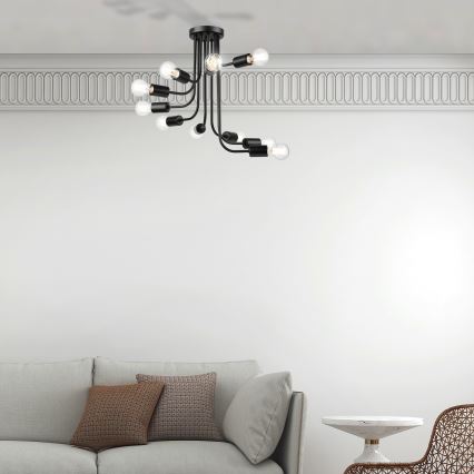 Candeeiro integrado TRINITY 10xE27/15W/230V preto