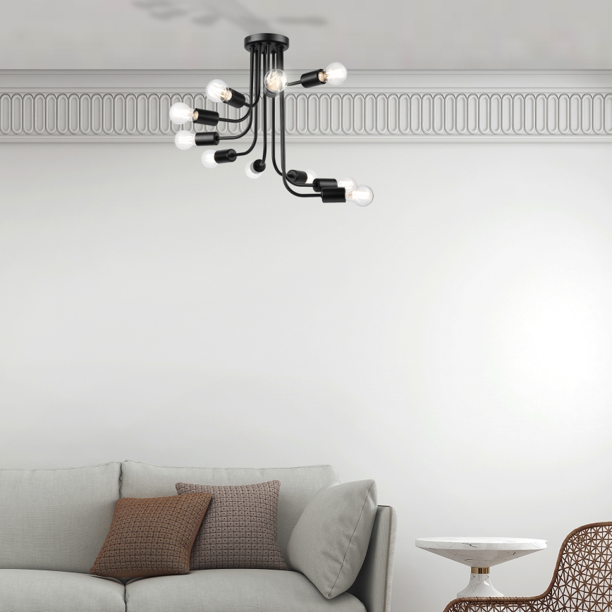 Candeeiro integrado TRINITY 10xE27/15W/230V preto