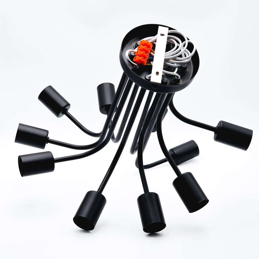 Candeeiro integrado TRINITY 10xE27/15W/230V preto
