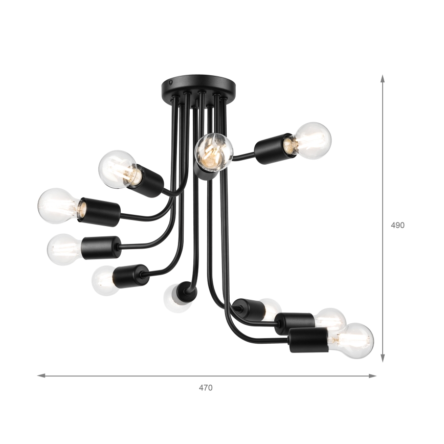Candeeiro integrado TRINITY 10xE27/15W/230V preto