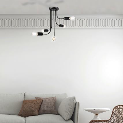 Candeeiro integrado TRINITY 5xE27/15W/230V preto