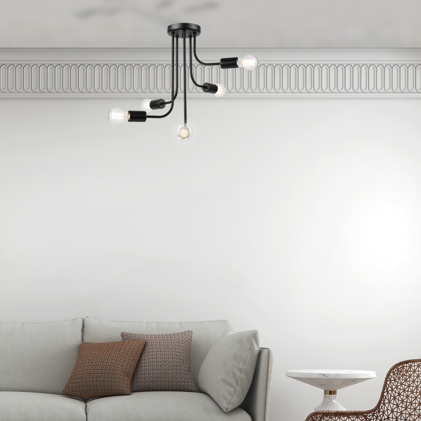 Candeeiro integrado TRINITY 5xE27/15W/230V preto