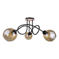 Candeeiro integrado VENUS WOOD 3xE27/60W/230V preto/fumado castanho