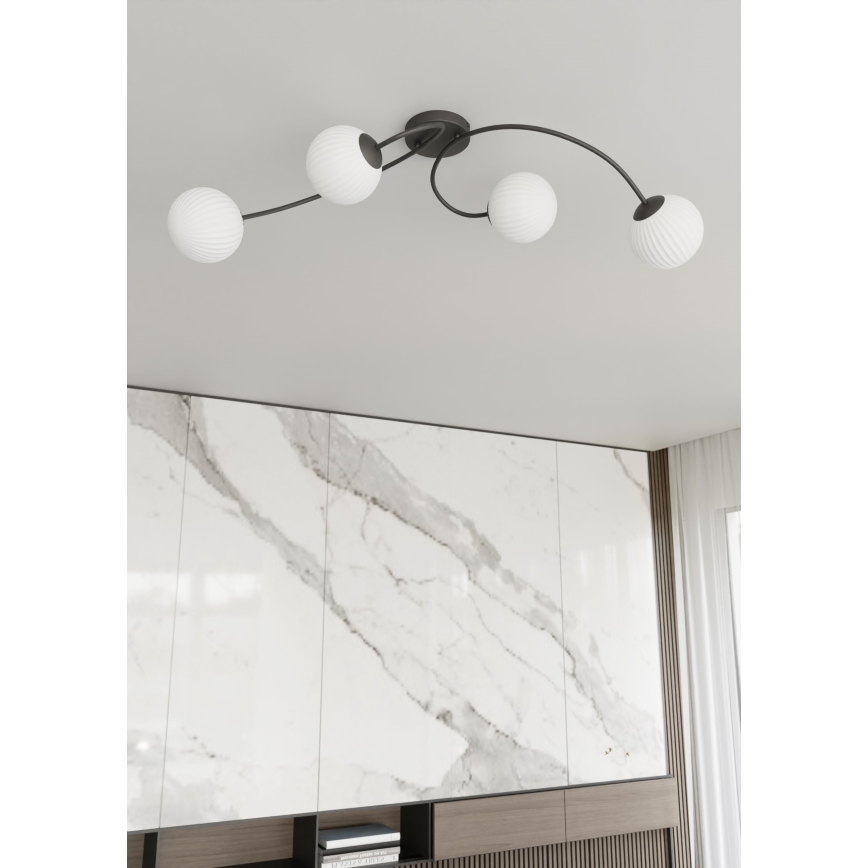 Candeeiro integrado VIBRA 4xE14/10W/230V preto/branco