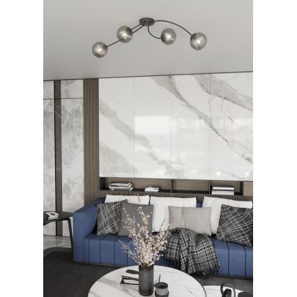 Candeeiro integrado VIBRA 4xE14/10W/230V preto/cinzento