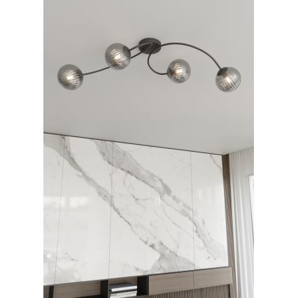 Candeeiro integrado VIBRA 4xE14/10W/230V preto/cinzento