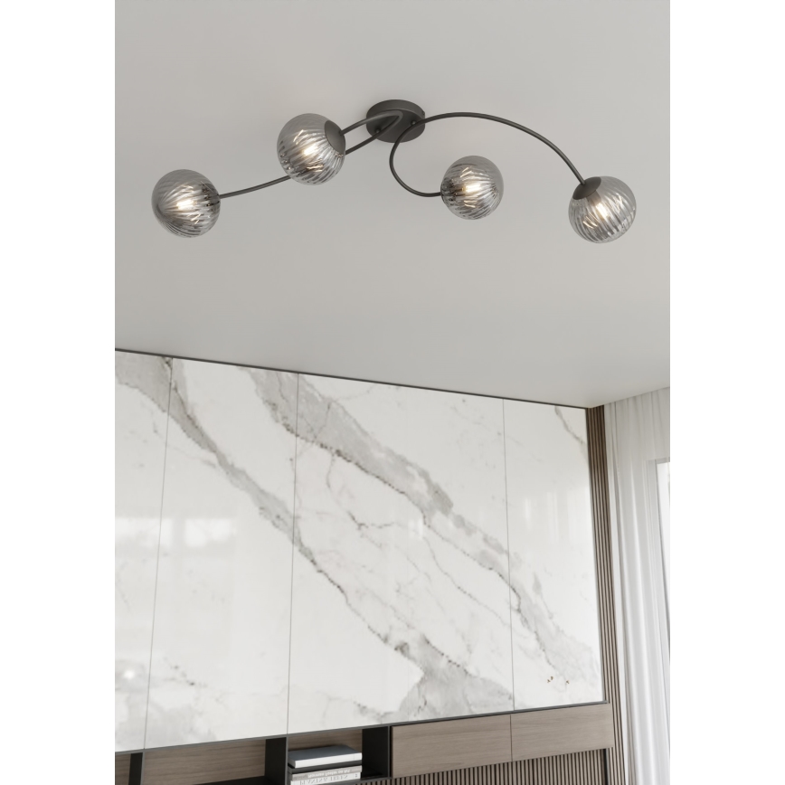 Candeeiro integrado VIBRA 4xE14/10W/230V preto/cinzento